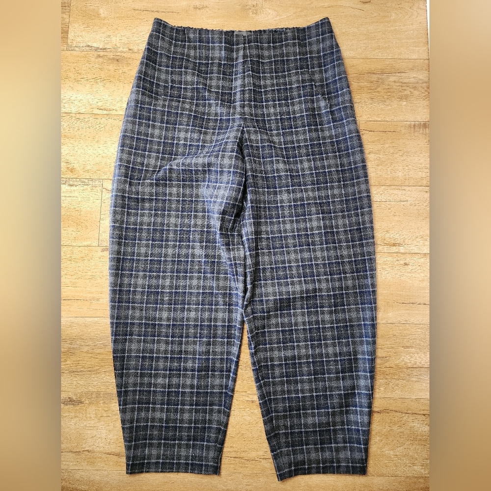 Oska 522 Wool Barrel Pants Sz 4 US 12-14 Elastic Waist Flat Front Flannel Plaid - Picture 2 of 10